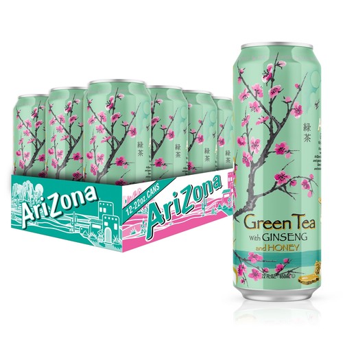 Arizona Green Tea 22 Fl Oz Pack of 12 Real Brewed Ginseng Honey Drink