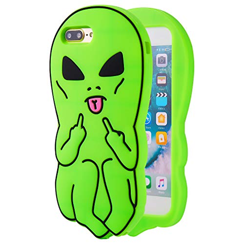 Artbling Case for iPhone 6 Plus/6s Plus 5.5" Silicone 3D Cartoon Animal Cover,Kids Girls Boys Cool Cute Cases,Kawaii Soft Gel Rubber Unique Fun Character Funny Protector for iPhone 6Plus Green Alien