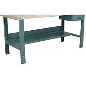 4-4HS Steel Half Depth Bottom Shelf for 48" Benches, Black, 40" Length, 24" Width