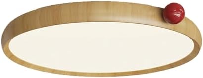 Modern Ultra-Thin Round Flat Lamp Imitation Wood Grain Iron Panel Light Creative 3 Colors Dimmable Ceiling Lights Japanese Style Industrial Flush Lighting for Kitchen Laundry Dining Area