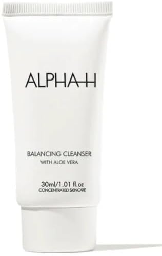 Alpha=H Balancing Cleanser - With Aloe Vera | Gentle Creamy Lotion - Multi-tasking Cleanser to Remove Makeup, Dirt & Pollution,While Supporting The Skin’s Natural pH Balance | 30mL[Travel Size]