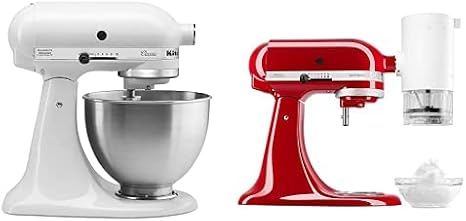 KitchenAid Classic Series Stand Mixer 4.5 Q and Shave Ice Attachment, White