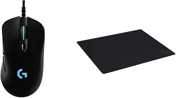 Logitech G403 Hero 25K Gaming Mouse, Lightsync RGB, Lightweight 87G+10G Optional, Braided Cable, 25, 600 DPI, Rubber Side Grips w/ G640 Large Cloth Gaming Mouse Pad, 460 x 600 x 3 mm