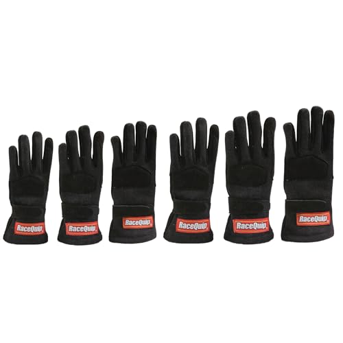 RaceQuip 3550095RQP 355 Series Driving Gloves SFI 3.35 BlackBlack Youth Large