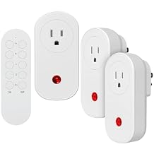 Remote Control Outlet, 15A Wireless Electrical Outlets Switch Plug for Christmas Lights, 130FT Long Range, Learning Code, FCC & ETL Listed, 3 Outlets + 1 Remote