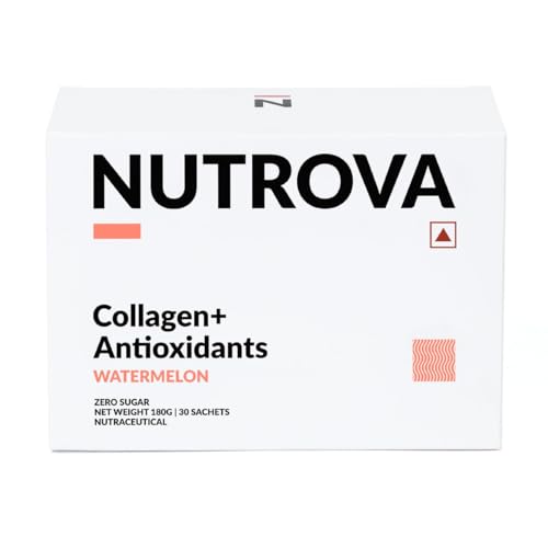 CollagenAntioxidants Supplement - Marine Collagen Powder for Men & Women,Increases Skin Hydration, Reduces Skin Damage,Healthy Skin, Hair & Nails. Pack of 1 30 sachets, Zero Sugar - Watermelon
