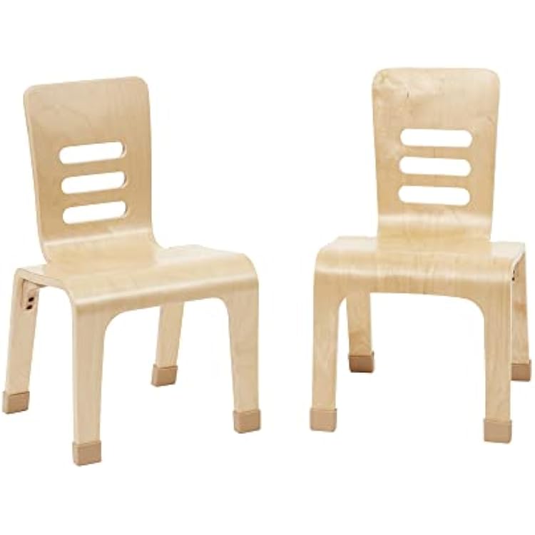 ECR4Kids Bentwood Chair, 12in Seat Height, Stackable Seats, Natural, 2-Pack
