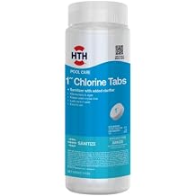 HTH 42049 Pool Care 1" Chlorine Tabs, Swimming Pool Sanitizer with Added Clarifier - Eliminates Bacteria & Algae, Makes Water Clean & Crystal Clear, Sanitizes & Protects - Slow Dissolving, 1.5 lbs