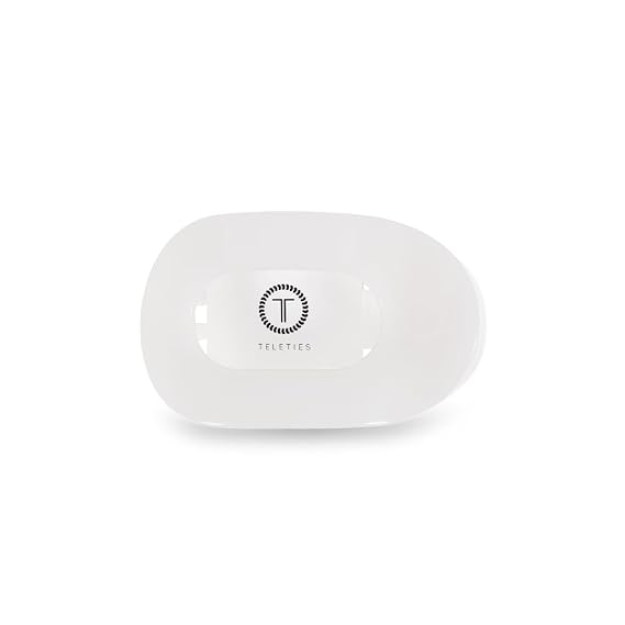TELETIES - Medium Flat Round Clip - Strong Grip, Bendable Teeth, Comfortable Curved Design - For Lying Down, Yoga, Driving & More - Ideal for Medium-Thick Hair - For All Hair Textures - Coconut White