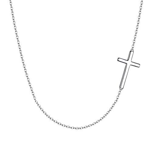 EVER FAITH 925 Sterling Silver Simple Sideways Cross Pendant Choker Necklace BirthdayMothers DayValentinesChristmas Jewelry Gift for Women