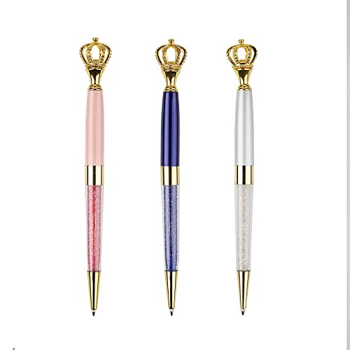 YOUMI Ballpoint pen, 3Pcs crown crystal metal pen, sparkling cute pen, Personalized Crystal Pens,Black Ink Glitter Diamond Pen for Note, Tab, Office School Stationery Supplies set 5