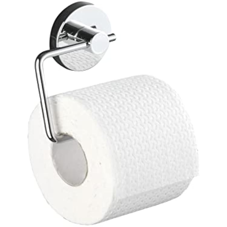 WENKO Milazzo Toilet Paper Holder Wall Mount with Vacuum-Loc Technology, No-Drill, Toilet Paper Roll Holder, Dispenser, Airtight Suction Effect, Iron Steel, 5.3 x 6.3 x 6.9 inch
