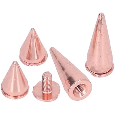 HERCHR Cone Spikes, 40Pcs Rose Gold Clothing Spikes Metal Stud Metallic Screw Back Studs Copper Rivet Punk Shoes Bags Spikes for Crafts Studs for Clothing Belt Screws Replacement