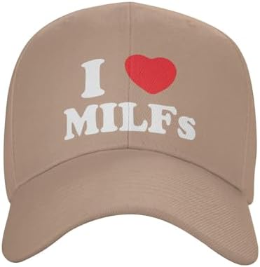 Funny-I Love-Milfs-I Heart-Milfs-Gifts Funny Baseball Hats Adjustable Washed Cotton Fishing Baseball Cap Black
