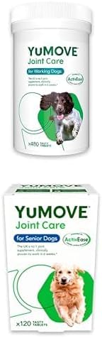 YuMOVE Working Dog | Joint Supplement for Working Dogs with Green Lipped Mussel | All Ages & Breeds | 480 + YuMOVE Senior Dog |Joint Supplement for Older Dogs with Green Lipped Mussel | Aged 9+ | 120