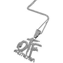 Men's necklace jewelry Hip Hop Shiny Zircon English "otf" Letter Pendant Necklace for Men and Women Fashion Rock Party Jewelry Gift boyfriend gifts
