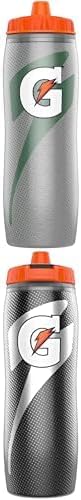 Gatorade Insulated 30oz Squeeze Bottles, Silver and Black