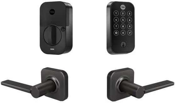 Yale Assure Lock 2 Touch Deadbolt, Black Suede Keyed Smart Entry Door Lock with Valdosta Lever and Wi-Fi Connected Touchscreen Keypad and Fingerprint Scanner for Code Entry, B-YRD420-F-WF1-VL-BSP