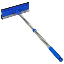 Conliwell 2 in 1 Car Windshield Cleaning Tool, Car Window Cleaner Extendable Handle Auto Inside Glass Wiper Kit, Supplies Suitable for Trucks, SUVs, RVs Window, Blue