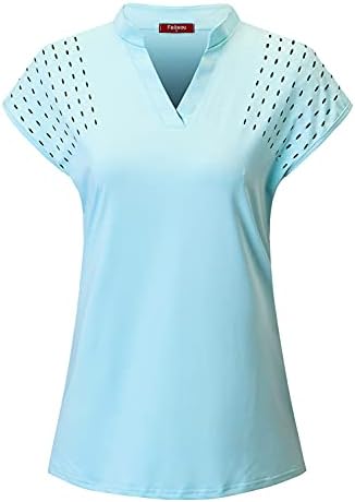 Womens V Neck Golf Polo Shirts Short Sleeve Sport Shirt Workout Tops