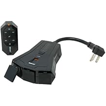 Southwire Woods Outdoor Lighting Timer with Remote Control Countdown - 3 Grounded Outlets - Convenient Lighting Controller - Weatherproof Remote Outlet - Black