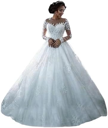Yuxin Ball Gown Lace Wedding Dresses for Bride 2026 Off Shoulder A Line Princess Bridal Dress with Sleeve Train YX026