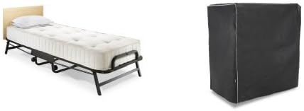 JAY-BE Crown Single Folding Rollaway Bed with Premier Contract Sprung Mattress and Bed Cover, 90 x 190 cm, Gold, Black
