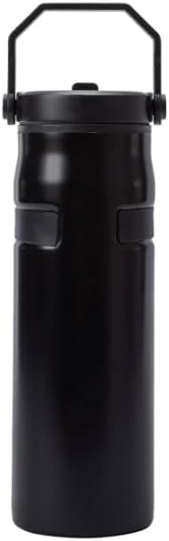 32 oz Reusable Water Bottle with Printed Design, Black, with Handle and Screw Cap