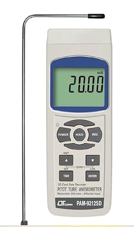 Digital Pitot Tube Anemometer with Differential Manometer for Industrial, Laboratory Model: PAM-9212SD.