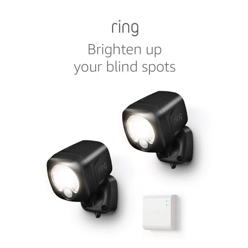 Ring Smart Lighting – Spotlight, Battery-Powered, Outdoor Motion-Sensor Security Light, Black Starter Kit: 2-pack