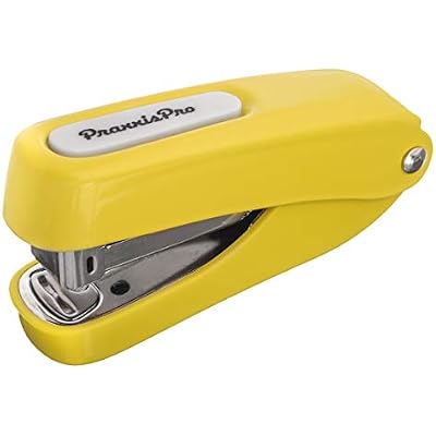 Praxxis Pro Office Supplies - Aria-Plus Half-Strip Mini Stapler - Durable, Compact, and Colorful Stapler for Office and Travel Use, Compatible with Standard 266 Staples, Yellow