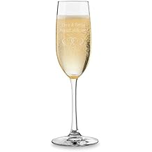 Personalized Champagne Flutes 1 Pack - Wedding Gifts for Bride and Groom with Couple's Names and Date, Interlaced Hearts, Customized Champagne Flutes, Modern Toasting Glasses