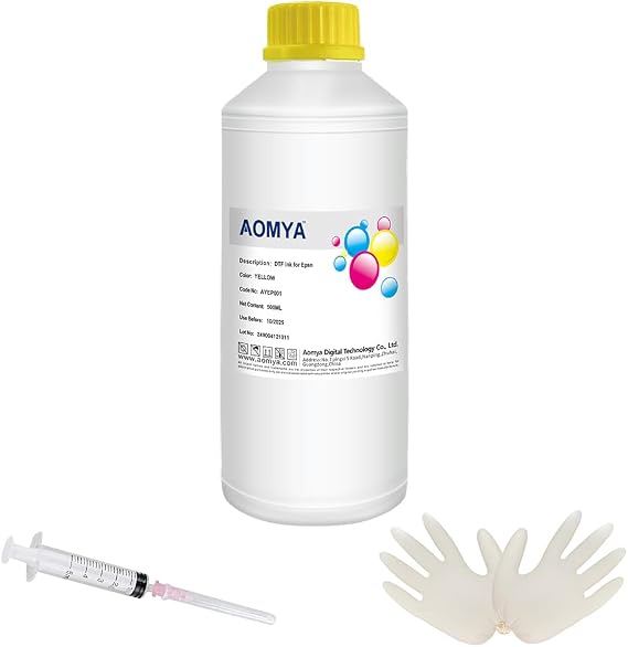 Aomya DTF Ink 500ml DTF Transfer Ink for PET Film Premium for Epsn L1800,L805,ET-8550,R2400,P400,P800,P600,DX5,XP600,XP15000 prinetrs (1.1LB,Yellow)