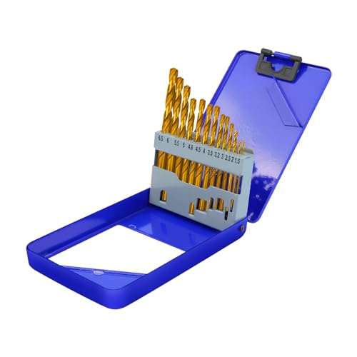 13Pcs Drill Bits Mixed Multi Drill Bit Set, Twist Drill Bit Sets Titanium Coated 1.522.533.23.544.54.855.566.5mm High Speed Steel Drill Bits Tools with Storage Box
