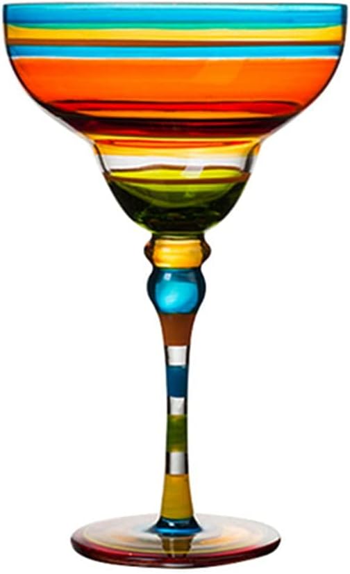 Hand Blown Glass - 9.13 Oz Crystal Margarita Glasses Goblet Cocktail glasses, Tequila Gifts Ideas, for Drinking Margaritas, Daiquiris, 2 PACK Color : Multi-colored