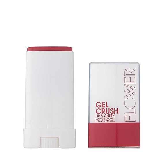 FLOWER BEAUTY By Drew Barrymore Lip & Cheek Gel Crush - Cream Blush and Lips Tint in One Portable Multistick - Hydrating Burst of Color - (Blackerry Crush)