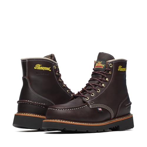 Thorogood 1957 Flyway 6 Waterproof Moc Toe Hunting Boots for Men - Premium Full-Grain Leather with Slip-Resistant Heel Outsole and Shock-Absorbing Footbed