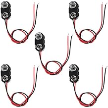 9V Battery Clip Connector Tinned Wire Leads 15cm Black Red I Type Battery snap Clip Connector 5Pcs