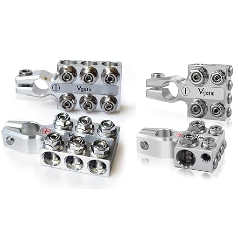 Vgate 12Way Connectors Lead Acid Battery Terminal Clamps & Small Size 12Way Battery Terminal Connector 8AWG up to 4/0(XL) AWG Gauge