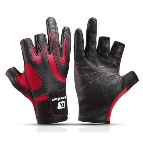 Outdoor Sun Protection 3-Cut Fingerless Fishing Gloves Mens Non-Slip Fly Fishing Gloves Mittens with Finger Flaps