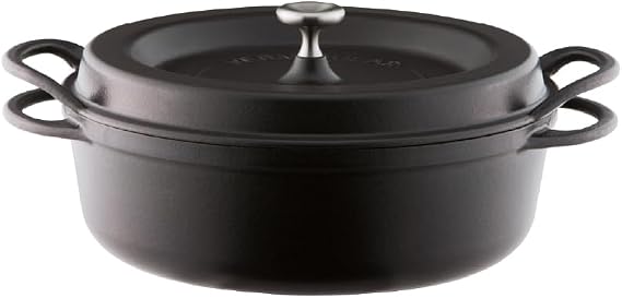 Vermicular Oven Pot 26cm Shallow (3.9qt), Enameled Cast Iron - Matte Black