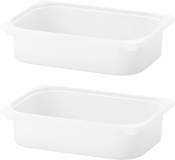 I-K-E-A 2x TROFAST Storage Box, White Container 16 ½x11 ¾x4 ''