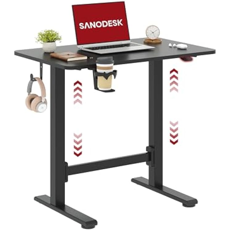 SANODESK Mobile Workstation Standing Desk with Gas-Spring Lift, Rolling Desk 32x20Adjustable Height, One-Piece Desktop Workstation,Walking Pad & Treadmill Compatible, Portable Home Office