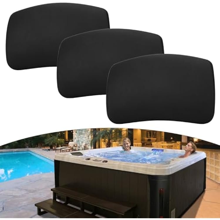 3 Pack Replacement Head Rests for Cal Spa Parts,Hot Tub Pillows Designed for 2020-2023 Cal Spa Models, Easy Install with Single Pin Design, 2020-2023 Hot Tub Accessories Headrest, Black,EVA Material