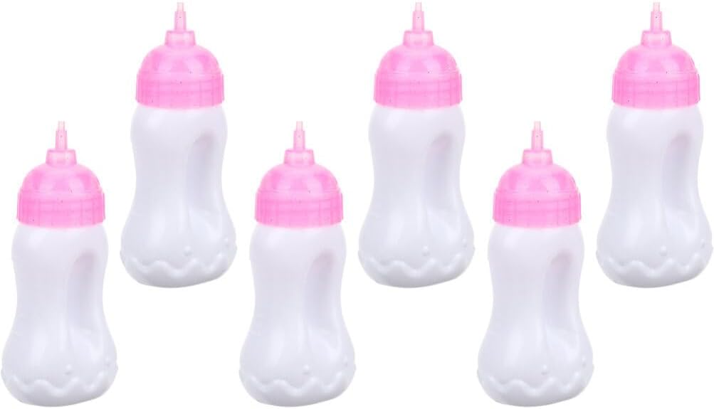 Totority 6pcs Baby Doll Bottles Mini Empty Milk Bottle Toys Baby Shower Doll House Supplies