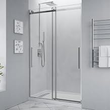 ANZZI 76 x 48 inch Frameless Shower Door in Polished Chrome | Stella Water Repellent Glass Shower Door with Seal Strip Parts and Handle | Easy Glide Rollers Sliding Shower Door | SD-FRLS05901CH