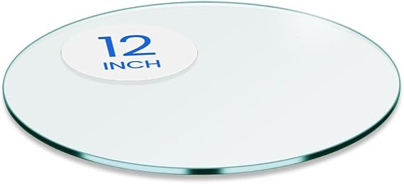 Dulles Glass 12 inch Round Glass Table Top - Tempered - 3/8" Thick Glass Surface, Safe Flat Polished, Multipurpose for Dining Table, Patio, Coffee and End Table
