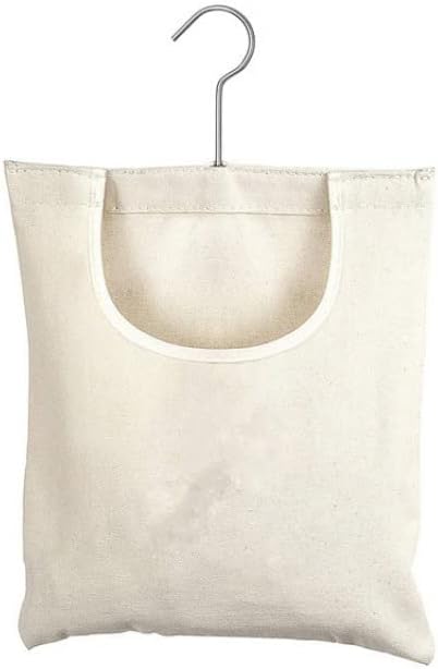 Ragyzity Canvas Clothespin Bag, Beige (32x27 cm/13.33x11.25 inch), Zipper Closure, Portable Clothes Pin Hanging Bag for Home Balcony Travel