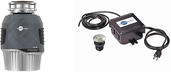 InSinkErator EVOLUTION 1HP 1 HP, Advanced Series Continuous Feed Food Waste Garbage Disposal, Gray & STS-OOSN Garbage-disposals, Satin Nickel