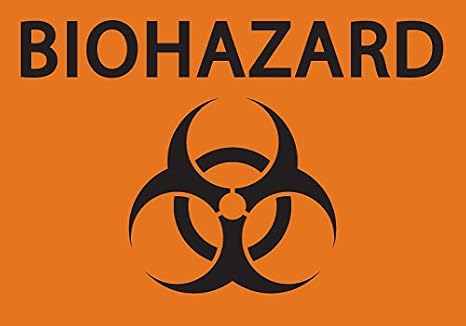 Zing Green Products 1912 Recycled Plastic "Biohazard" Safety Sign, 10" Length, 7" Width, Black on Orange